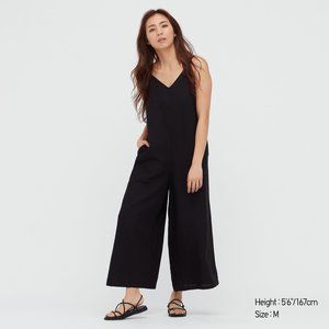 EUC UNIQLO LINEN BLEND V-NECK CAMISOLE JUMPSUIT